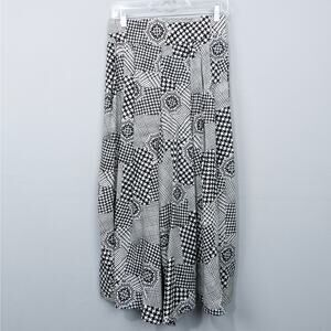 Vintage 90s Leslie Fay Culottes Wide Leg Pants Size 14 Houndstooth Pleated‎ Midi